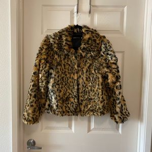 Leopard print crop coat